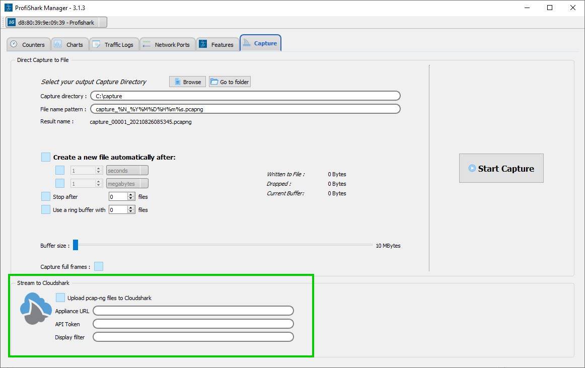 Profitap ProfiShark Manager CloudShark integration