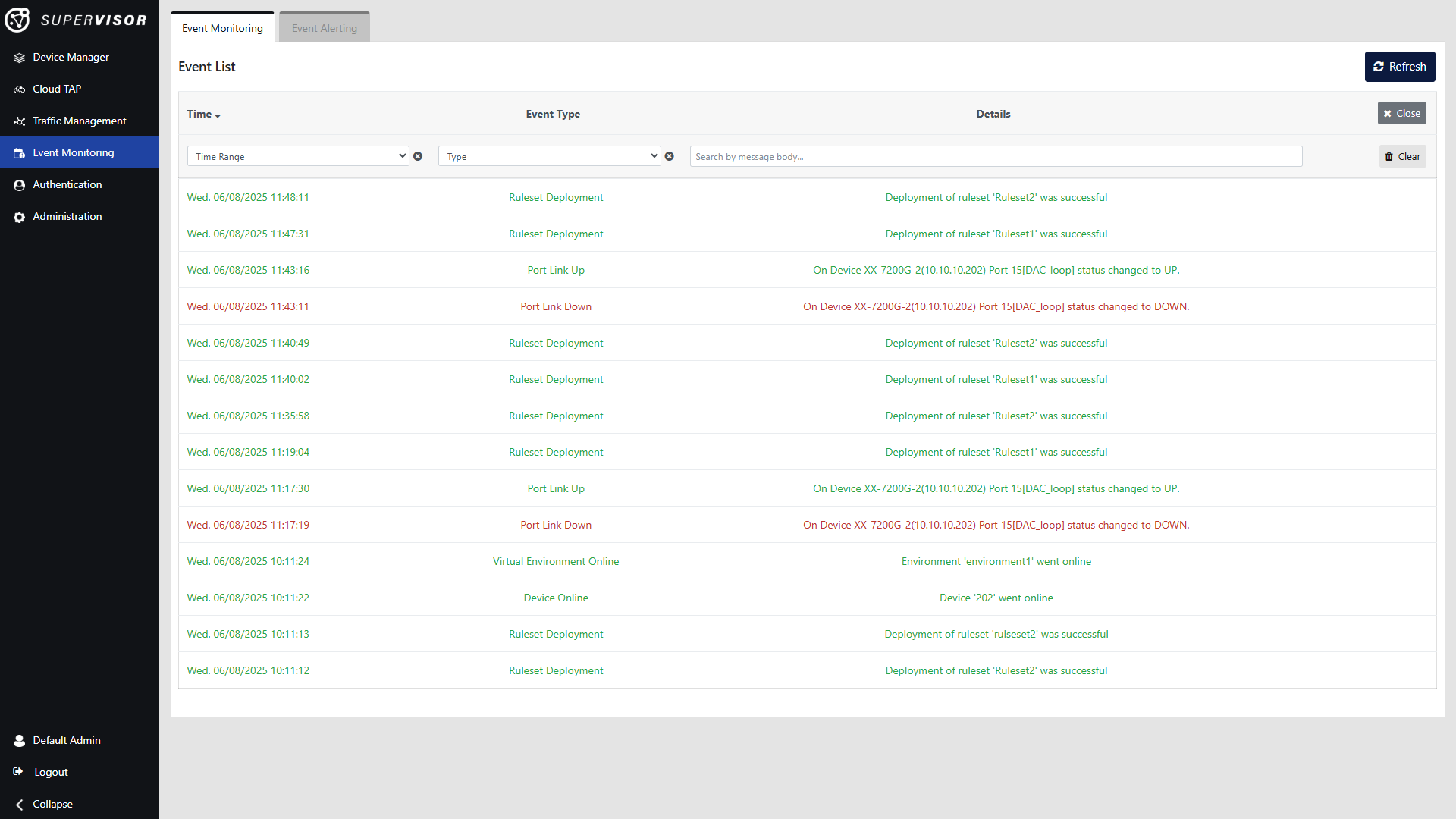 Event monitoring | Profitap Knowledge Base